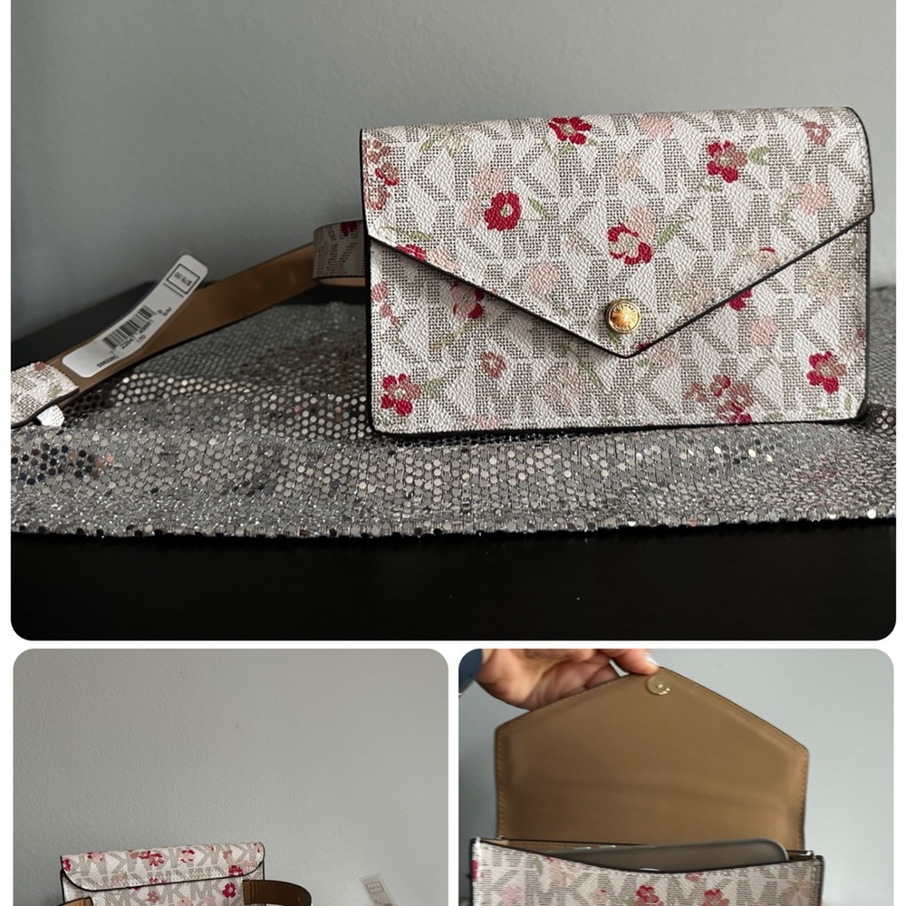 Michael Kors Crossbody Bag - Gray with Red Floral